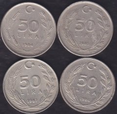 1984-85-86-87- YILI 50 LİRA TAKIM  (4 ADET)