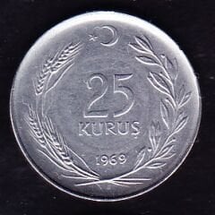 1969 Yılı 25 Kuruş Düz