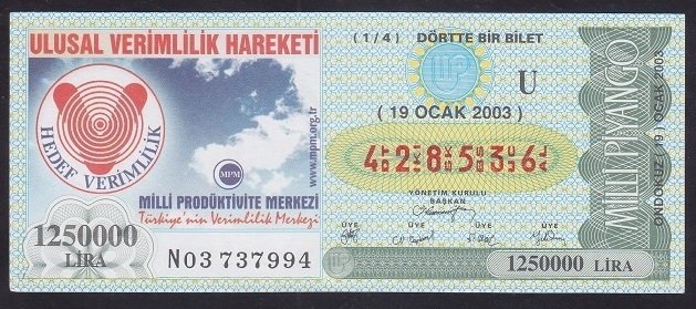 2003 19 OCAK ÇEYREK BİLET