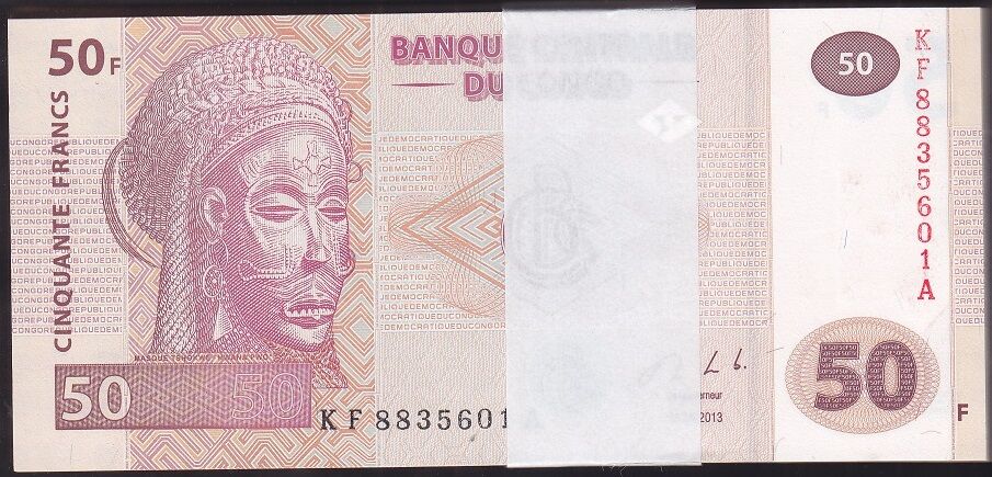 Kongo 50 Frank 2013 Çil Deste (100 Adet)