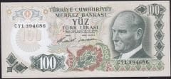 6.Emisyon 1.Tertip 100 Lira C71 394686 Çilaltı Çil