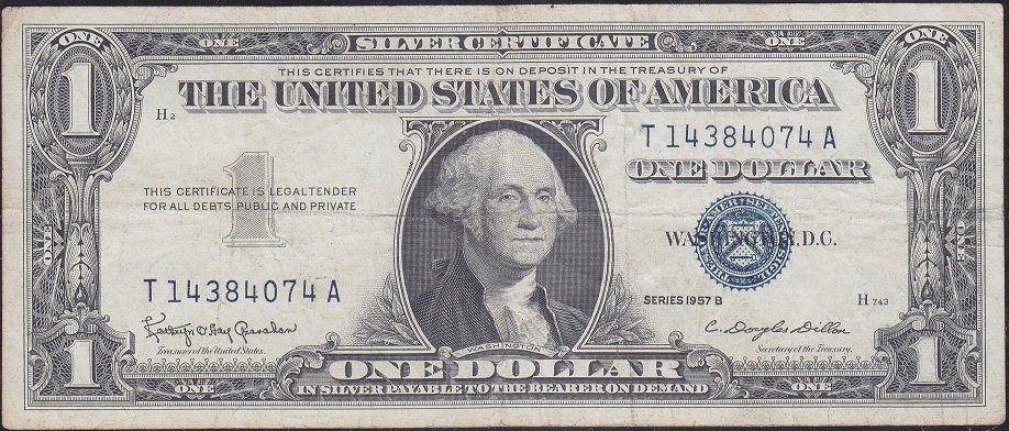Amerika 1 Dolar 1957B Çok Temiz Silver Sertifika Mavi Mühür