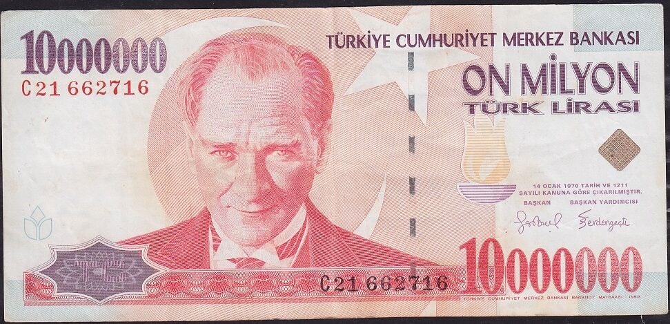 7.Emisyon 10 000 000 Lira C21 662716 Çok Temiz