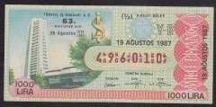 1987 19 AĞUSTOS YARIM BİLET Y-B SERİSİ