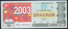 2002 31 ARALIK ÇEYREK BİLET S SERİSİ
