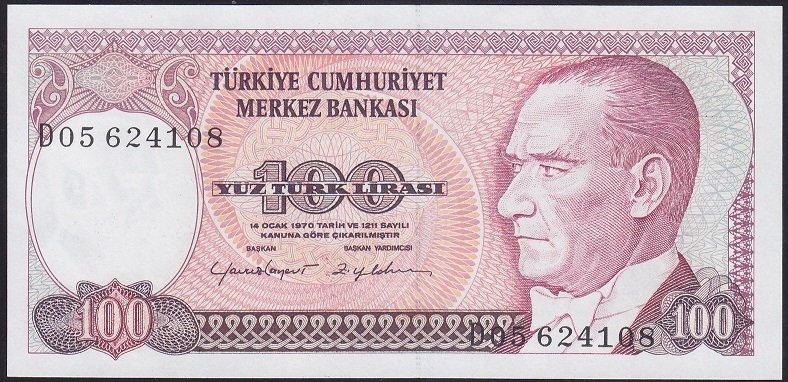 7.EMİSYON 2.TERTİP 100 LİRA D05 624108 ÇİL