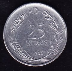 1977 Yılı 25 Kuruş Düz