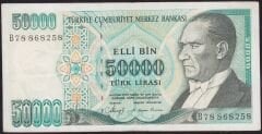 7.Emisyon 1.Tertip 50000 Lira B78 868258 Çok Temiz+
