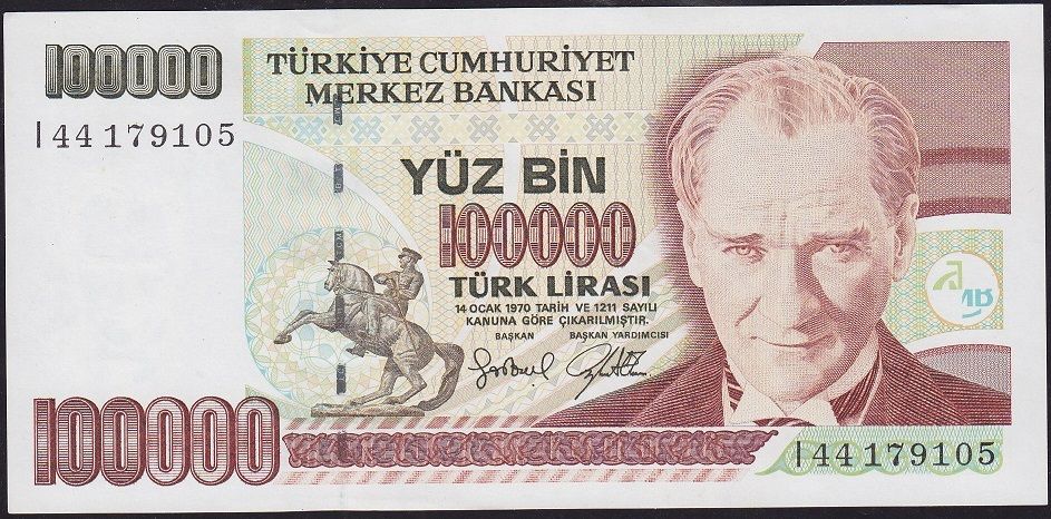 7.Emisyon 3.Tertip 100000 Lira I44 179105 Çil