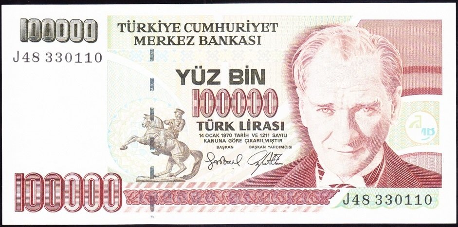 7.Emisyon 3.Tertip 100000 Lira J48 330110 Çil