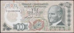 6.Emisyon 1.Tertip 100 Lira C13 357834 Çok Temiz