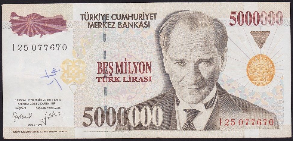 7.Emisyon 5 000 000 Lira I25 077670 Çok Temiz
