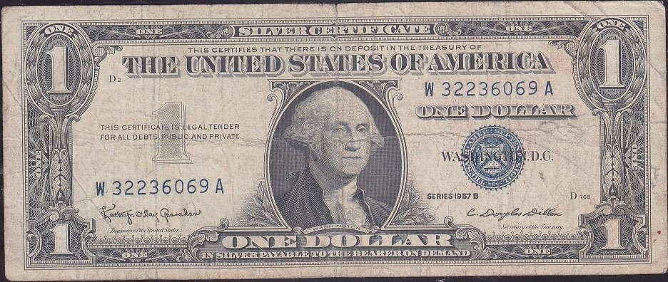 Amerika 1 Dolar 1957B Temiz Silver Sertifika Mavi Mühür