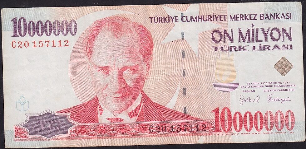 7.Emisyon 10 000 000 Lira C20 157112 Çok Temiz