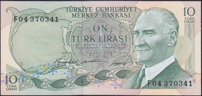 6.Emisyon 1.Tertip 10 Lira F04 370341 Ççt Çilaltı