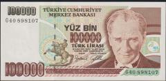 7.Emisyon 3.Tertip 100000 Lira G40 898107 Çilaltı Çil