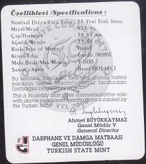 Hatıra Para Sertifikası - T.C. Devlet Demiryolları 150.Yıl 2006