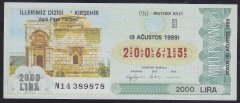1989 9 AĞUSTOS ÇEYREK BİLET H SERİSİ