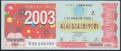 2002 31 ARALIK YARIM BİLET Z SERİSİ