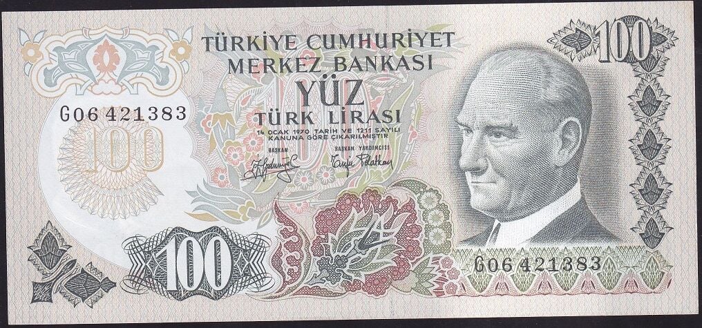 6.Emisyon 2.Tertip 100 Lira G06 421383 Çok Çok Temiz+
