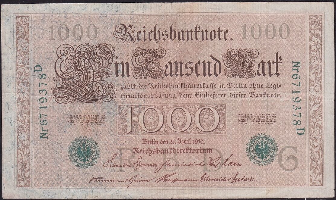 Almanya 1000 Mark 1910 Çok Temiz+