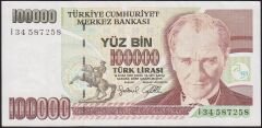 7.Emisyon 3.Tertip 100000 Lira I34 587258 Çok Temiz+