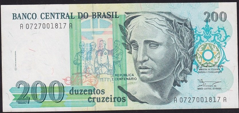 Brezilya 200 Cruzeiros 1990 Ççt Çilaltı
