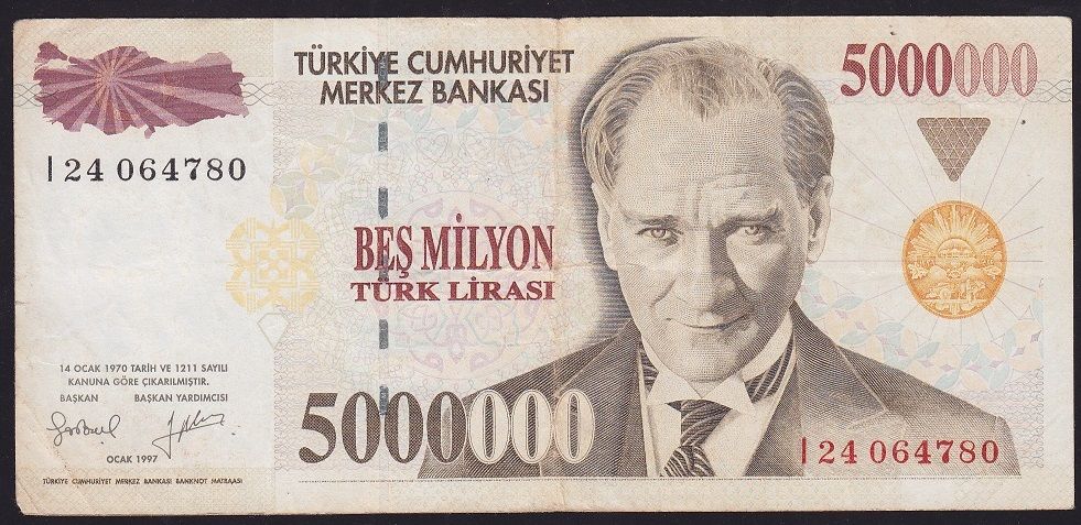 7.Emisyon 5 000 000 Lira I24 064780 Çok Temiz
