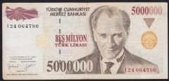7.Emisyon 5 000 000 Lira I24 064780 Çok Temiz