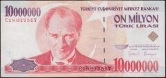 7.Emisyon 10 000 000 Lira C19 017517 Çok Temiz+