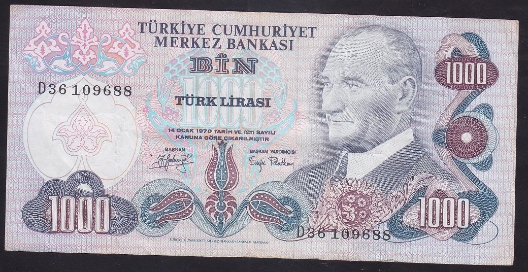 6.EMİSYON 2.TERTİP 1000 LİRA D36 109688 ÇOK TEMİZ +