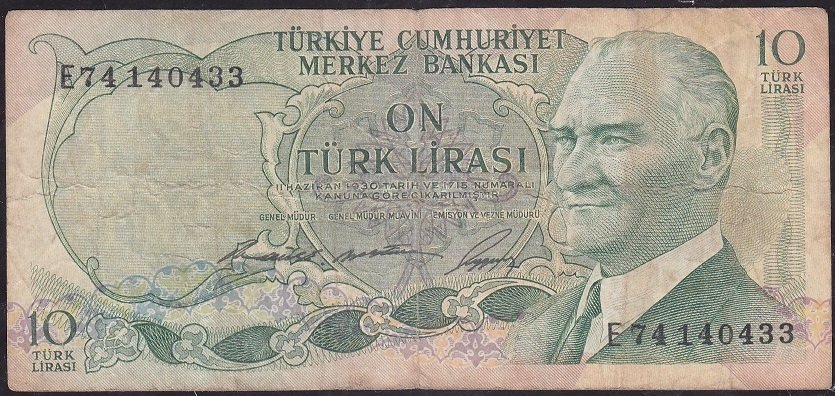 6.Emisyon 1.Tertip 10 Lira E74 140433 Çok Temiz
