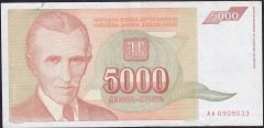 YUGOSLAVYA 5000 DİNAR 1993 ÇÇT AA 0909033