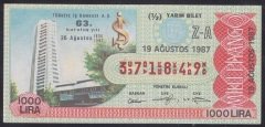 1987 19 AĞUSTOS YARIM BİLET Z-A SERİSİ