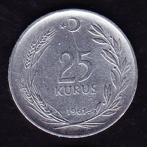 1961 Yılı 25 Kuruş Düz