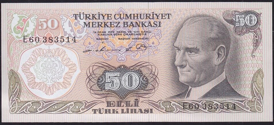 6.Emisyon 1.Tertip 50 Lira E60 383514 Çilaltı