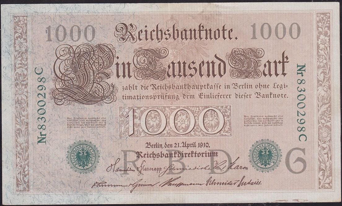 Almanya 1000 Mark 1910 Ççt Çilaltı