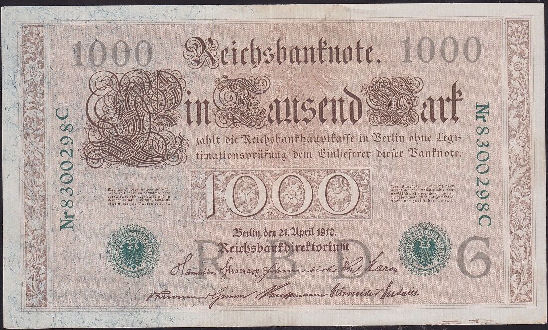 Almanya 1000 Mark 1910 Ççt Çilaltı