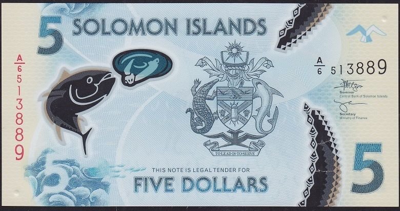 Solomon Adası 5 Dolar 2019 Çil Polimer