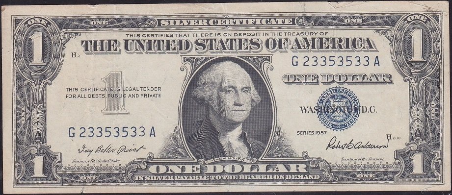 Amerika 1 Dolar 1957 Çok Temiz Silver Sertifika Mavi Mühür