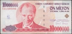 7.Emisyon 10 000 000 Lira C16 607395 Çok Temiz
