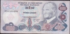 6.EMİSYON 2.TERTİP 1000 LİRA D33 163409 ÇOK TEMİZ
