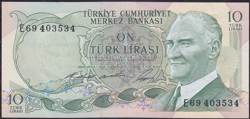 6.Emisyon 1.Tertip 10 Lira E69 403534 Çilaltı