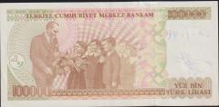 7.Emisyon 3.Tertip 100000 Lira G18 295680 Ççt Çilaltı (Yazı var )