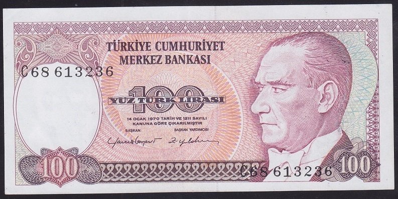 7.EMİSYON 2.TERTİP 100 LİRA C68 613236 ÇİLALTI
