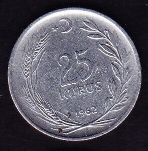 1962 Yılı 25 Kuruş Düz