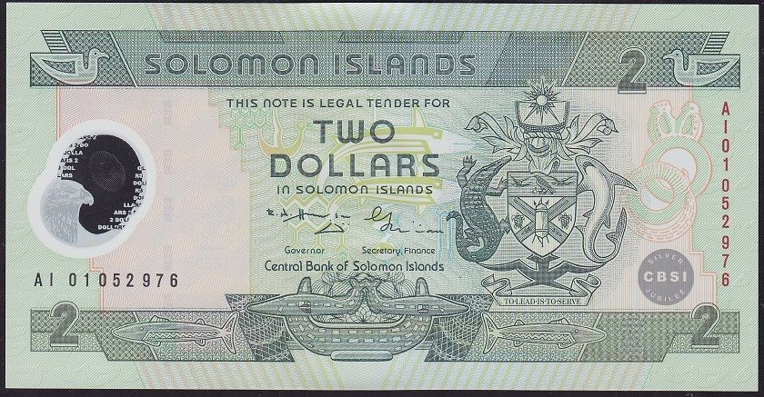 Solomon Adası 2 Dolar 2001 Çil Polimer A1 01