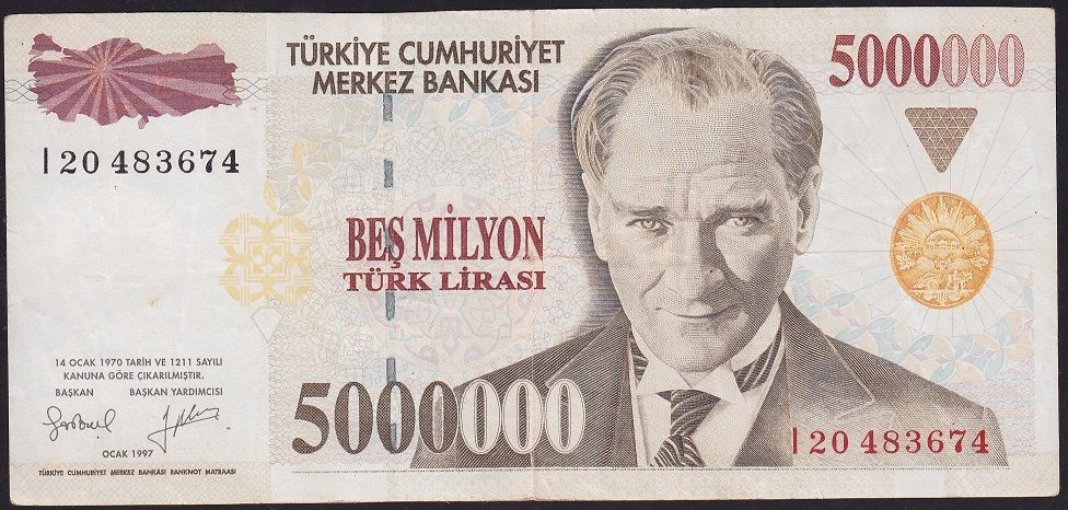 7.Emisyon 5 000 000 Lira I20 483674 Çok Temiz+