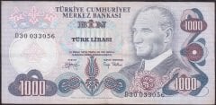 6.EMİSYON 2.TERTİP 1000 LİRA D30 033056 ÇOK TEMİZ +