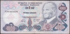 6.EMİSYON 2.TERTİP 1000 LİRA D30 033056 ÇOK TEMİZ +
